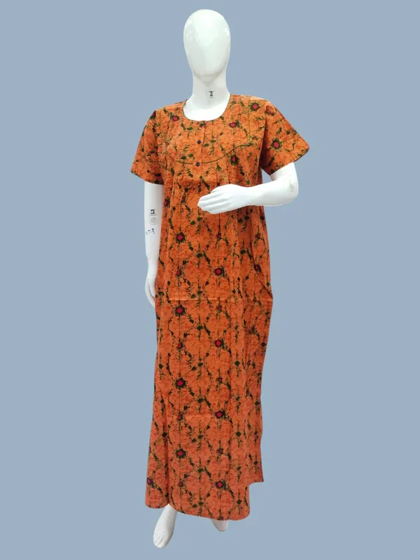 Dusty_Orange_Pure_Cotton_Nighty_For_Women