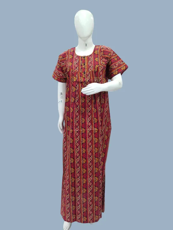 Wine_Pure_Cotton_Nighty_For_Women