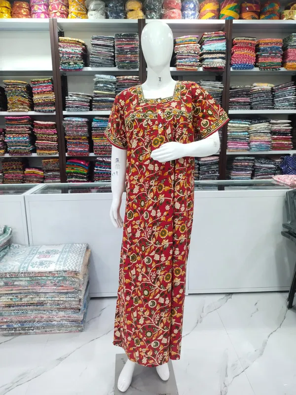 Red_Pure_Cotton_Nighty_For_Women