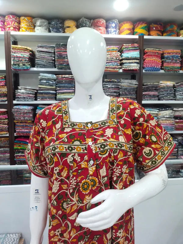 Red_Pure_Cotton_Nighty_For_Women