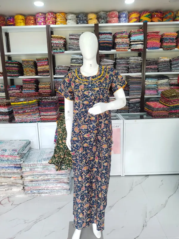 Navy_Blue_Pure_Cotton_Nighty_For_Women