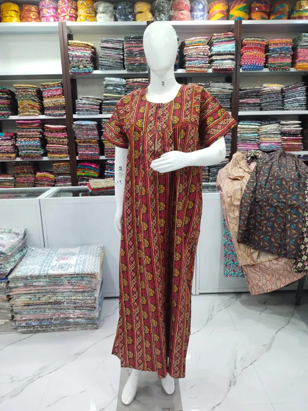 Brown_Pure_Cotton_Nighty_For_Women