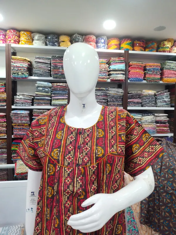 Brown_Pure_Cotton_Nighty_For_Women