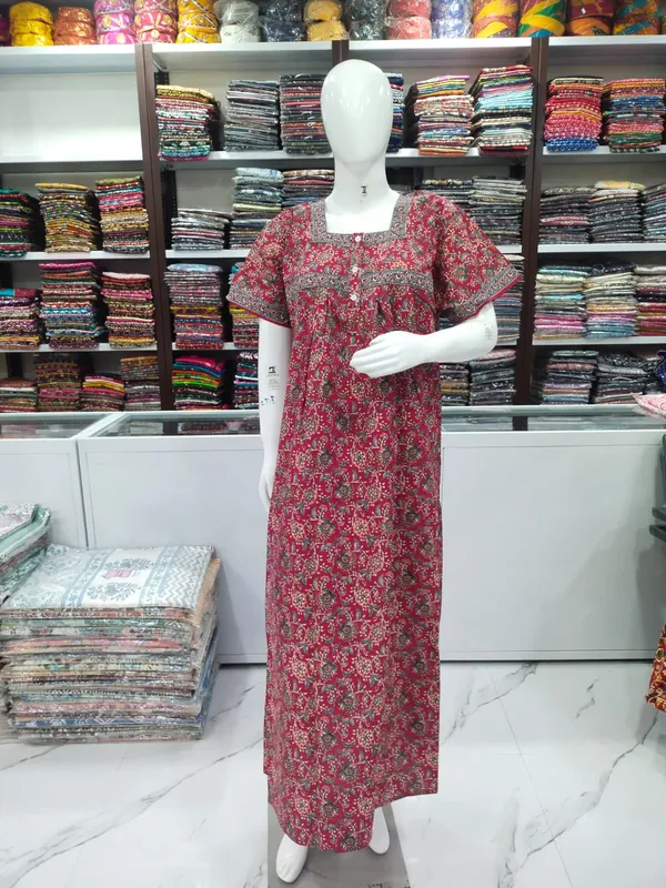 Red_Pure_Cotton_Nighty_For_Women