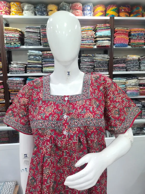 Red_Pure_Cotton_Nighty_For_Women