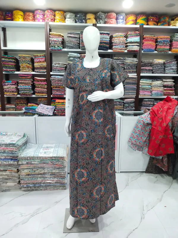 Navy_Blue_Pure_Cotton_Nighty_For_Women