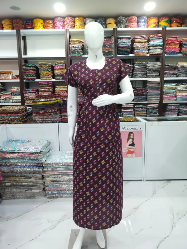 Wine_Pure_Cotton_Nighty_For_Women