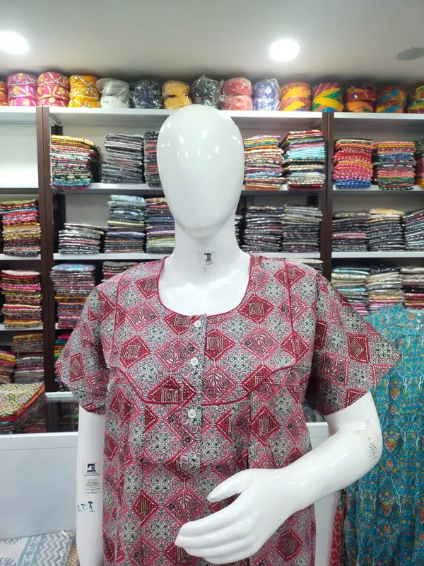 Red_Pure_Cotton_Nighty_For_Women