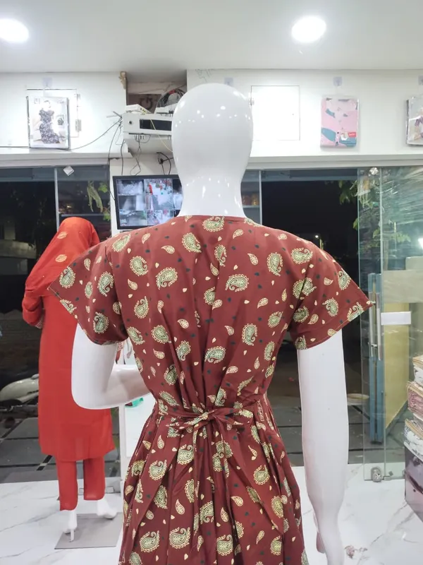 Brown_Pure_Cotton_Nighty_For_Women
