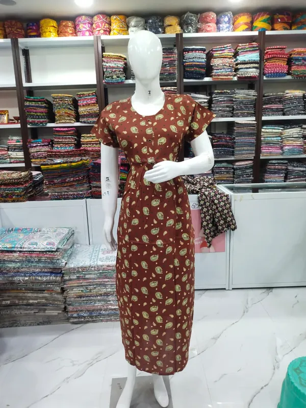 Brown_Pure_Cotton_Nighty_For_Women