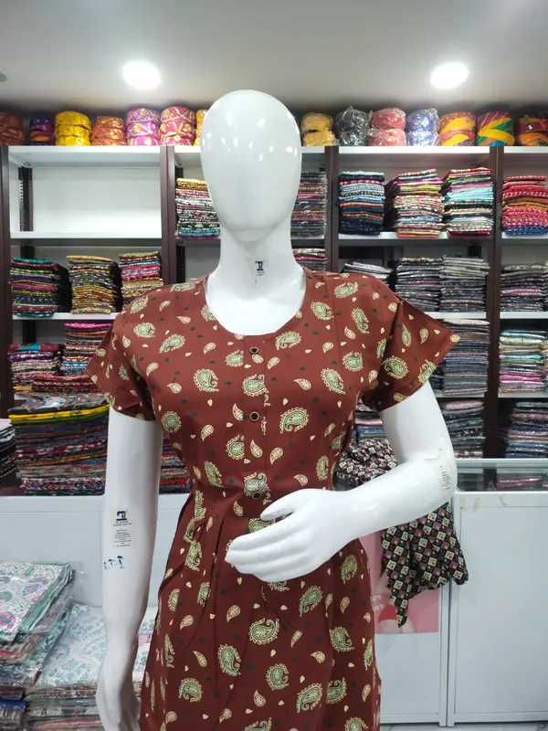 Brown_Pure_Cotton_Nighty_For_Women