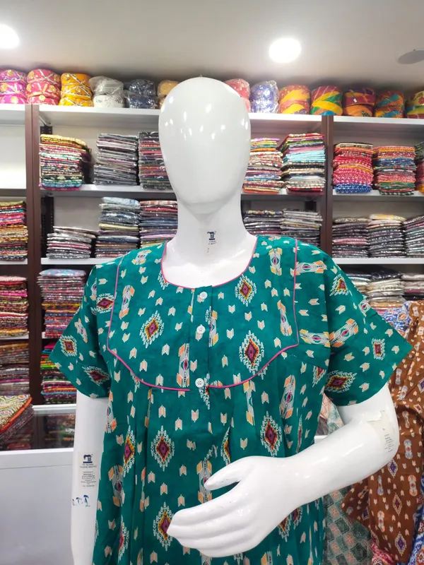 Rama_Green_Pure_Cotton_Nighty_For_Women