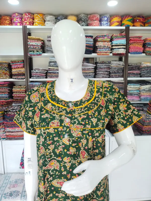 Chutney_Green_Pure_Cotton_Nighty_For_Women
