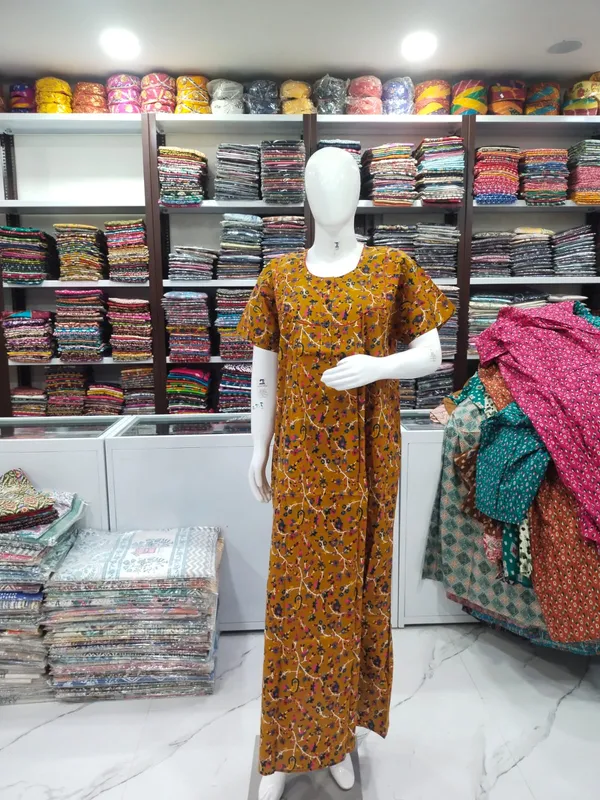 Mustard_Pure_Cotton_Nighty_For_Women