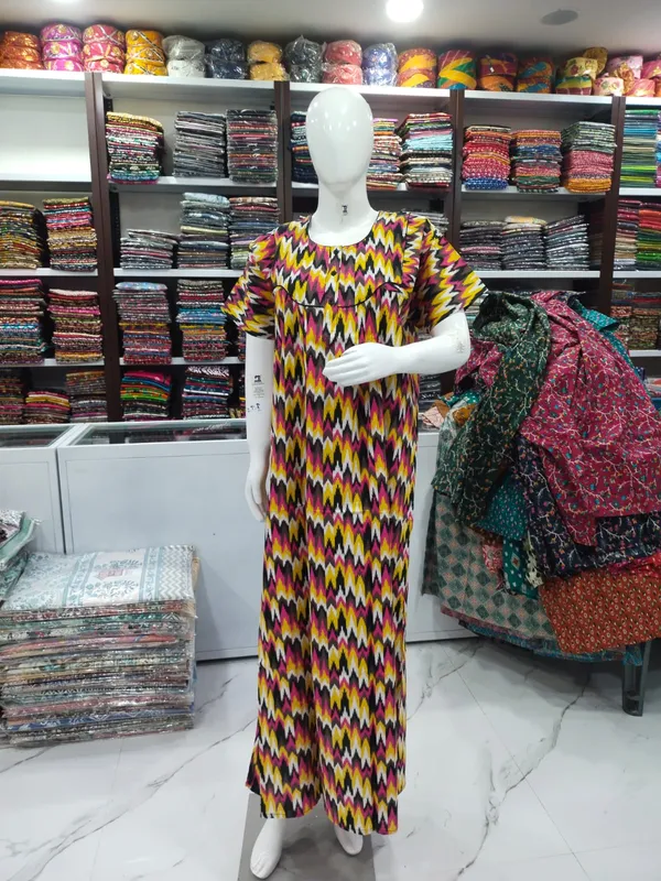 Yellow_Pure_Cotton_Nighty_For_Women