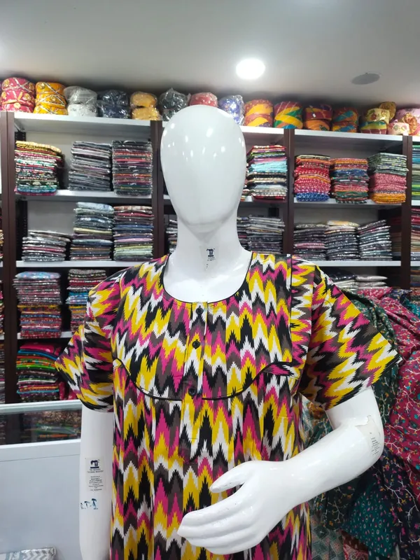Yellow_Pure_Cotton_Nighty_For_Women