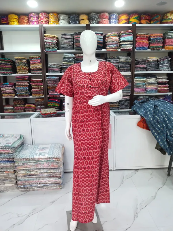 Red_Pure_Cotton_Nighty_For_Women