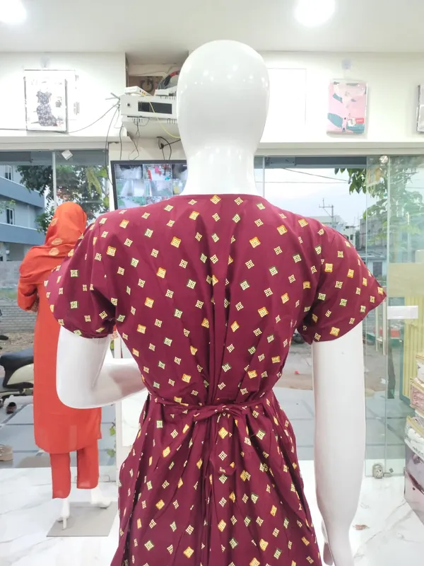 Marron_Pure_Cotton_Nighty_For_Women
