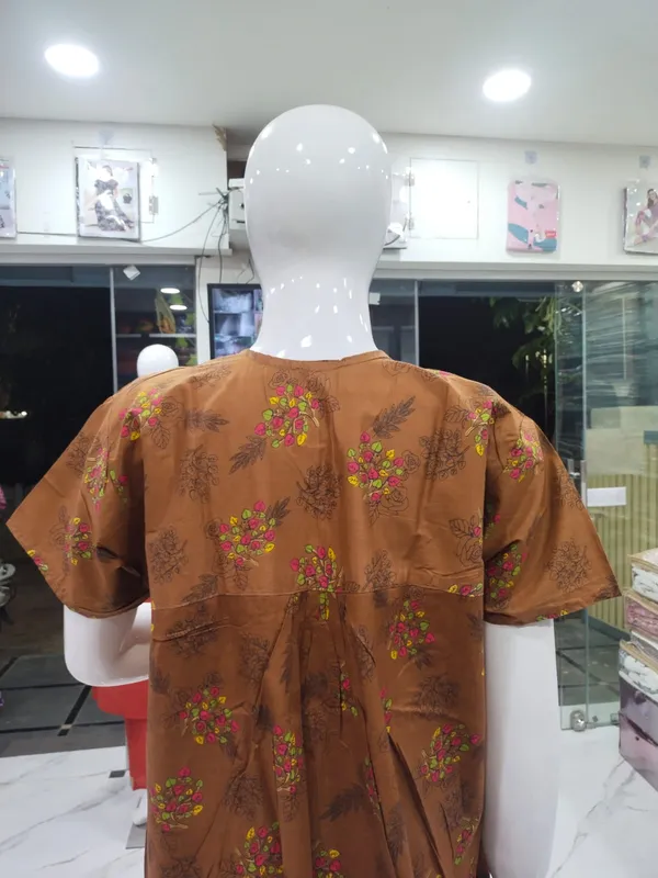 Brown_Pure_Cotton_Nighty_For_Women