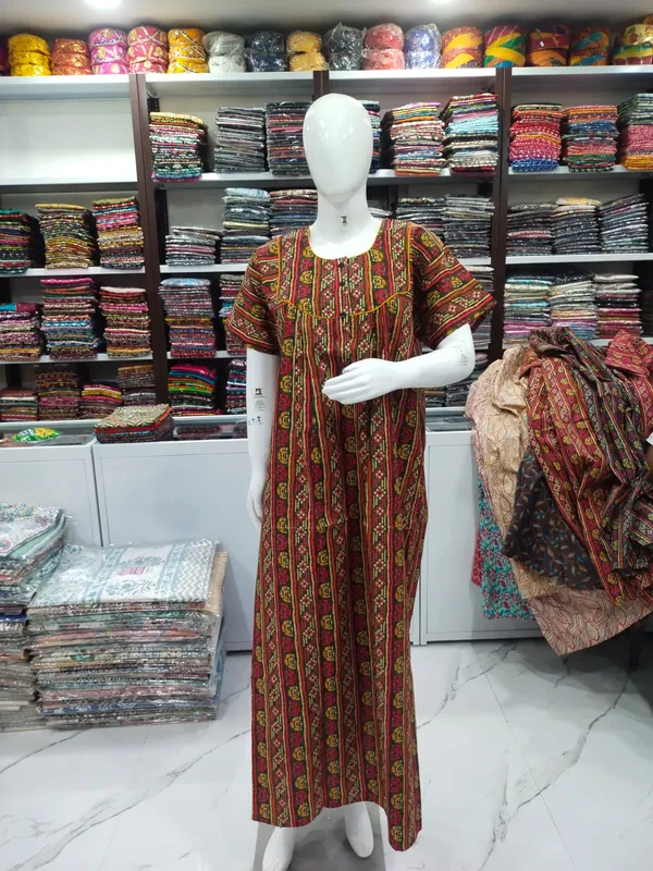 Chutney_Green_Pure_Cotton_Nighty_For_Women