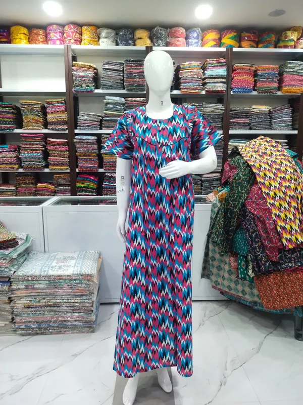 Sky_Blue_Pure_Cotton_Nighty_For_Women