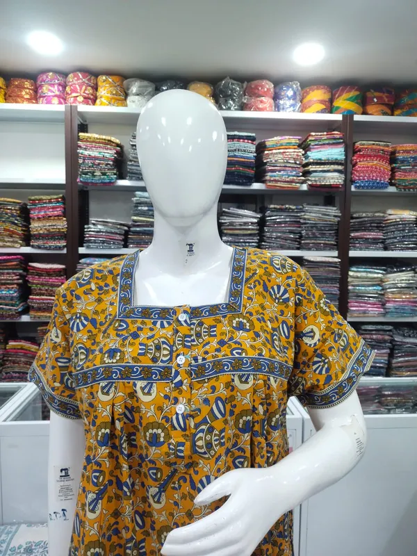 Yellow_Pure_Cotton_Nighty_For_Women
