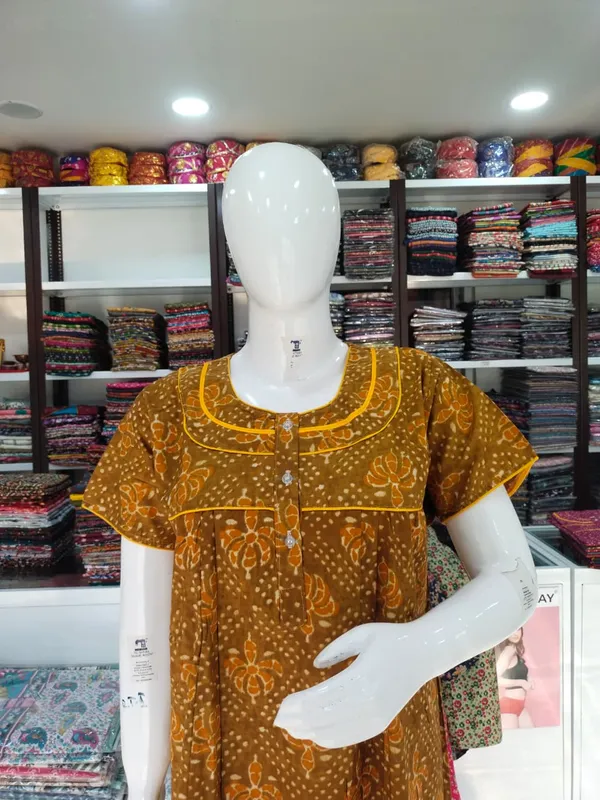 Mustard_Pure_Cotton_Nighty_For_Women