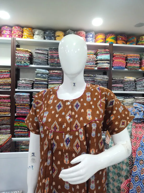 Brown_Pure_Cotton_Nighty_For_Women