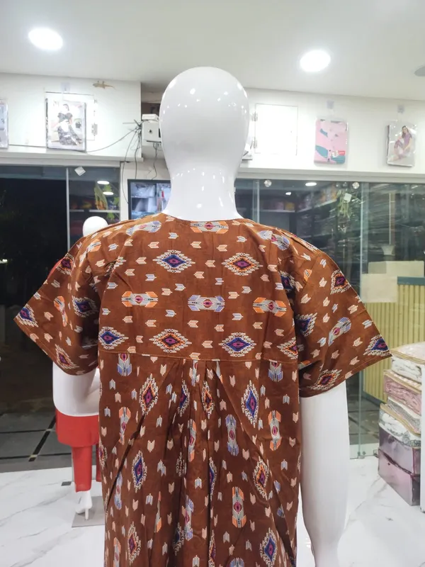 Brown_Pure_Cotton_Nighty_For_Women