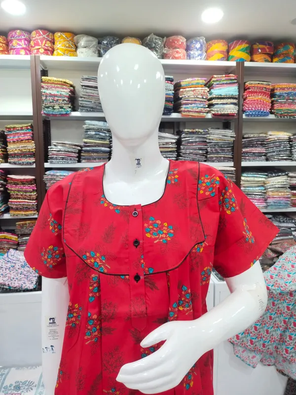Red_Pure_Cotton_Nighty_For_Women
