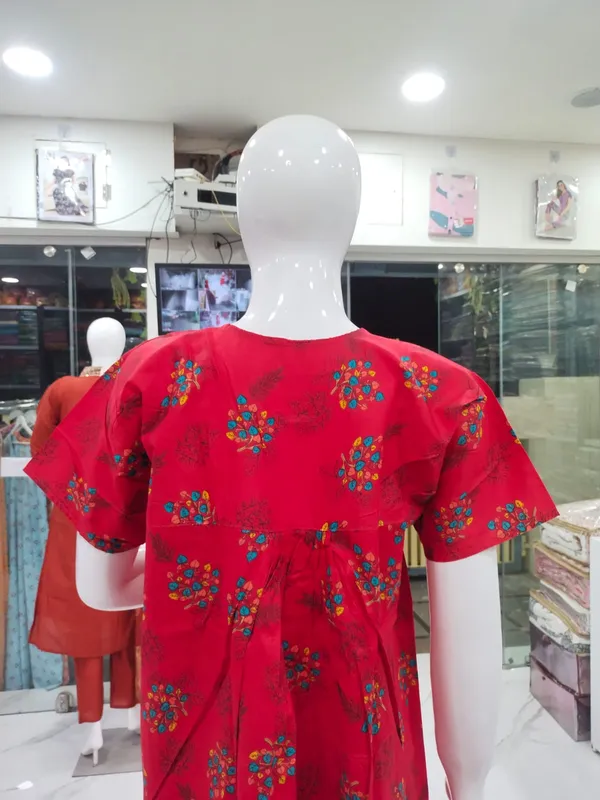 Red_Pure_Cotton_Nighty_For_Women