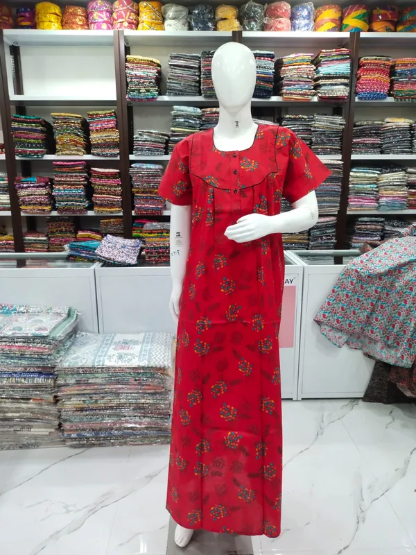 Red_Pure_Cotton_Nighty_For_Women