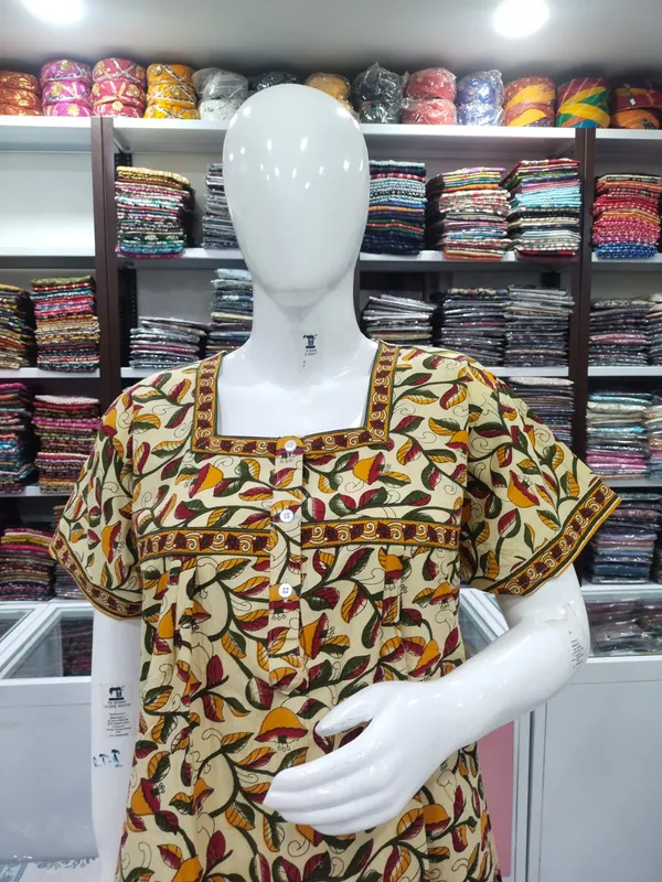 Cream_Pure_Cotton_Nighty_For_Women