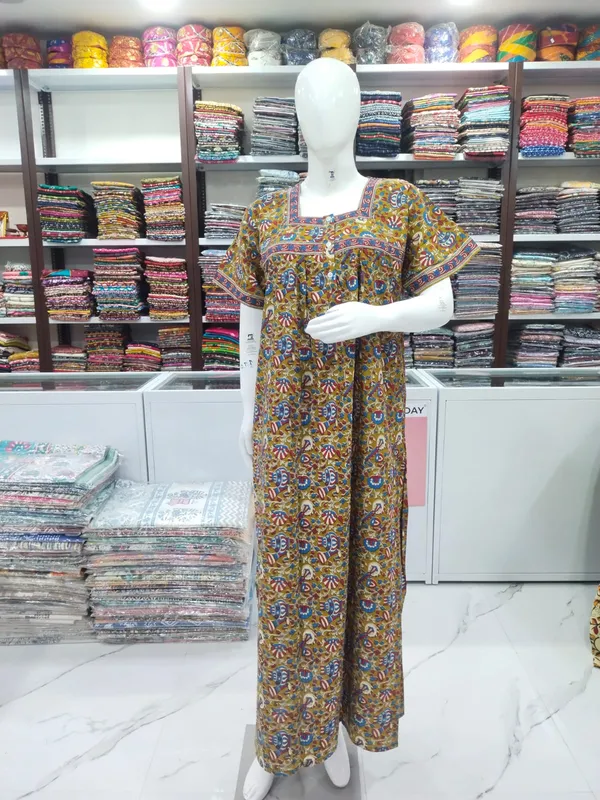 Mustard_Yellow_Pure_Cotton_Nighty_For_Women
