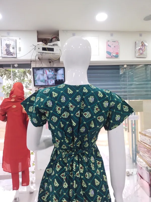 Dark_Green_Pure_Cotton_Nighty_For_Women