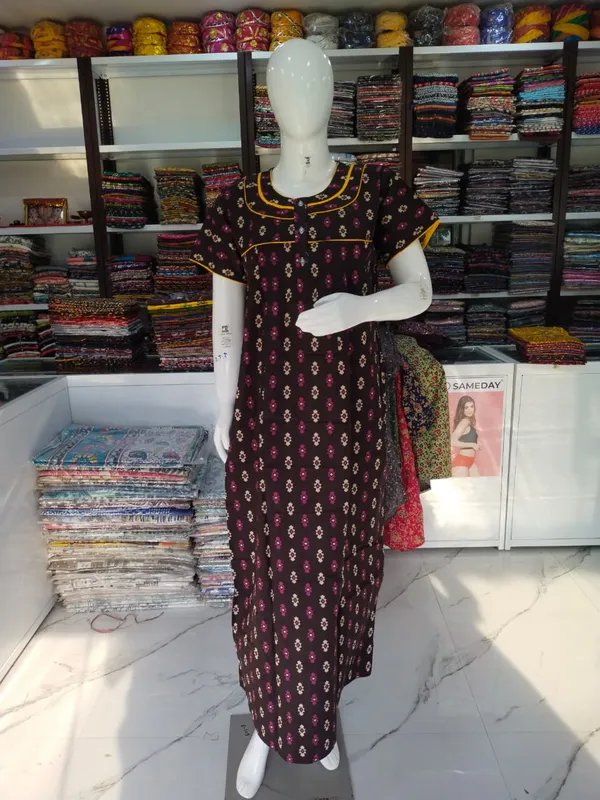 Coffee_Pure_Cotton_Nighty_For_Women
