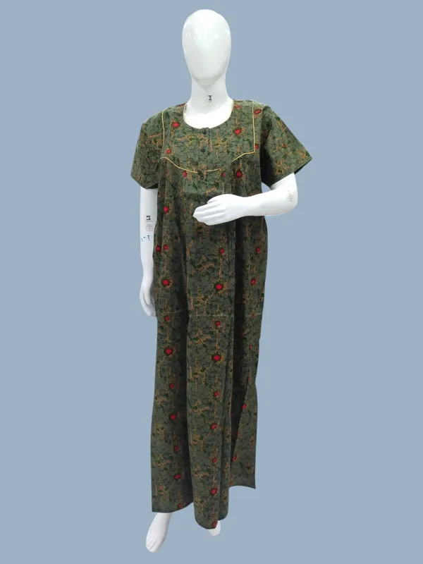 Dusty_Green_Pure_Cotton_Nighty_For_Women
