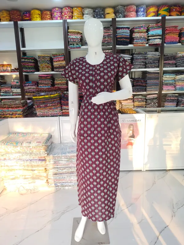 Wine_Pure_Cotton_Nighty_For_Women