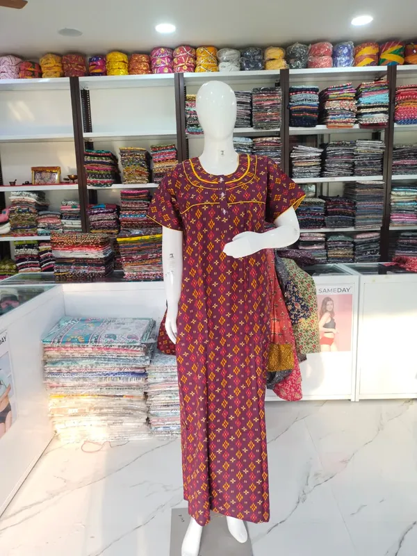Wine_Pure_Cotton_Nighty_For_Women