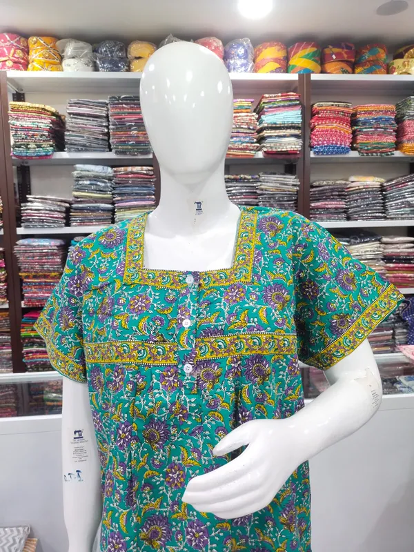 Rama_Green_Pure_Cotton_Nighty_For_Women