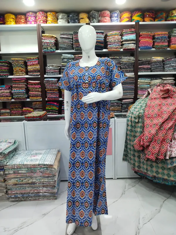 Royal_Blue_Pure_Cotton_Nighty_For_Women