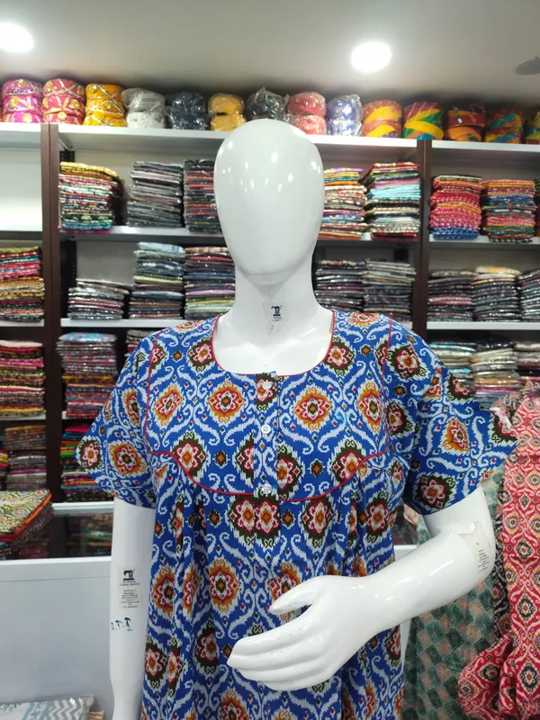 Royal_Blue_Pure_Cotton_Nighty_For_Women