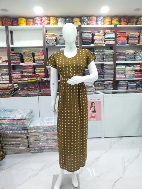 Dark_Mehendi_Pure_Cotton_Nighty_For_Women