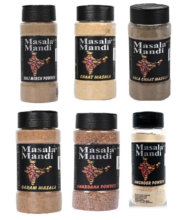 Pack_Of_Just_Add_A_Flavour_Kala_Chaat_Masala_Chaat_Masala_Black_Pepper_Powder_Amchoor_Powder_Anardana_Powder_Garam_Masala_Pack_Of_6_Spices_100_Gram