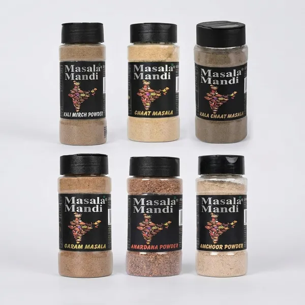 Pack_Of_Just_Add_A_Flavour_Kala_Chaat_Masala_Chaat_Masala_Black_Pepper_Powder_Amchoor_Powder_Anardana_Powder_Garam_Masala_Pack_Of_6_Spices_100_Gram