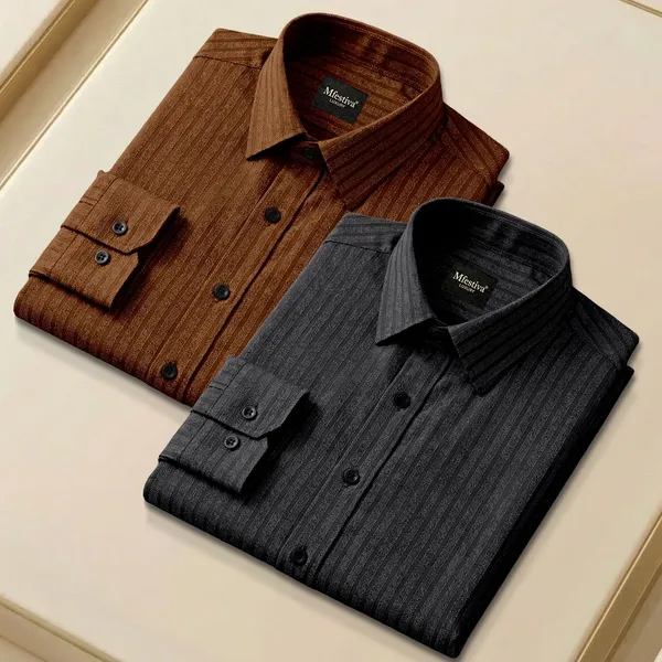 Black_And_Brown_Cotton_Blend_Full_Sleeve_Shirt_For_Men_(Pack_Of_2)