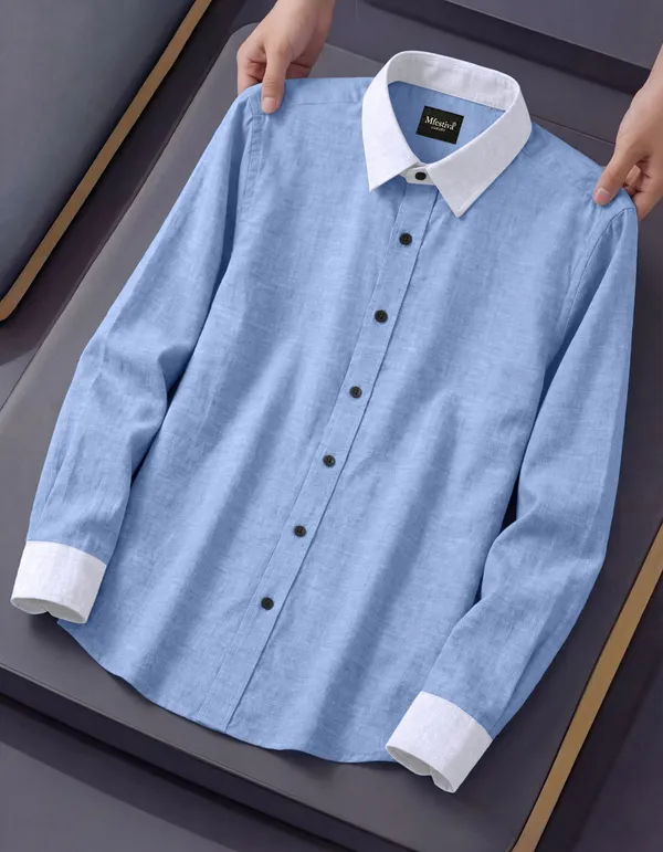 Blue_Cotton_Blend_Full_Sleeve_Shirt_For_Men