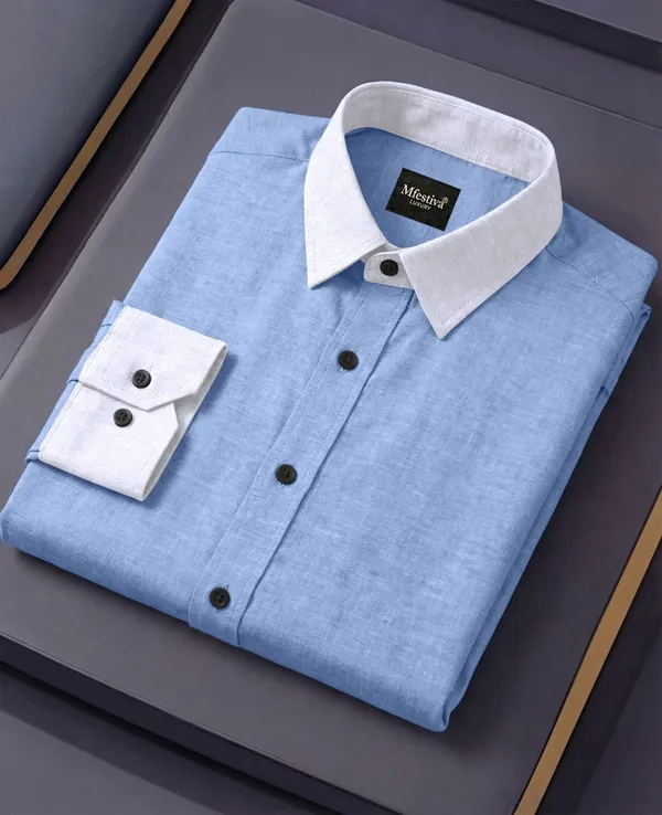 Blue_Cotton_Blend_Full_Sleeve_Shirt_For_Men