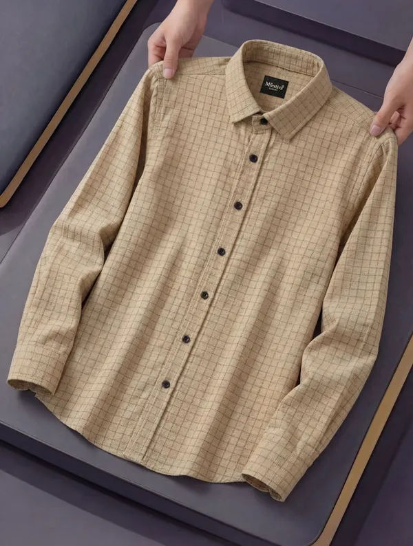 Beige_And_Black_Cotton_Blend_Full_Sleeve_Shirt_For_Men_(Pack_Of_2)