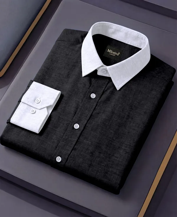 Beige_And_Black_Cotton_Blend_Full_Sleeve_Shirt_For_Men_(Pack_Of_2)